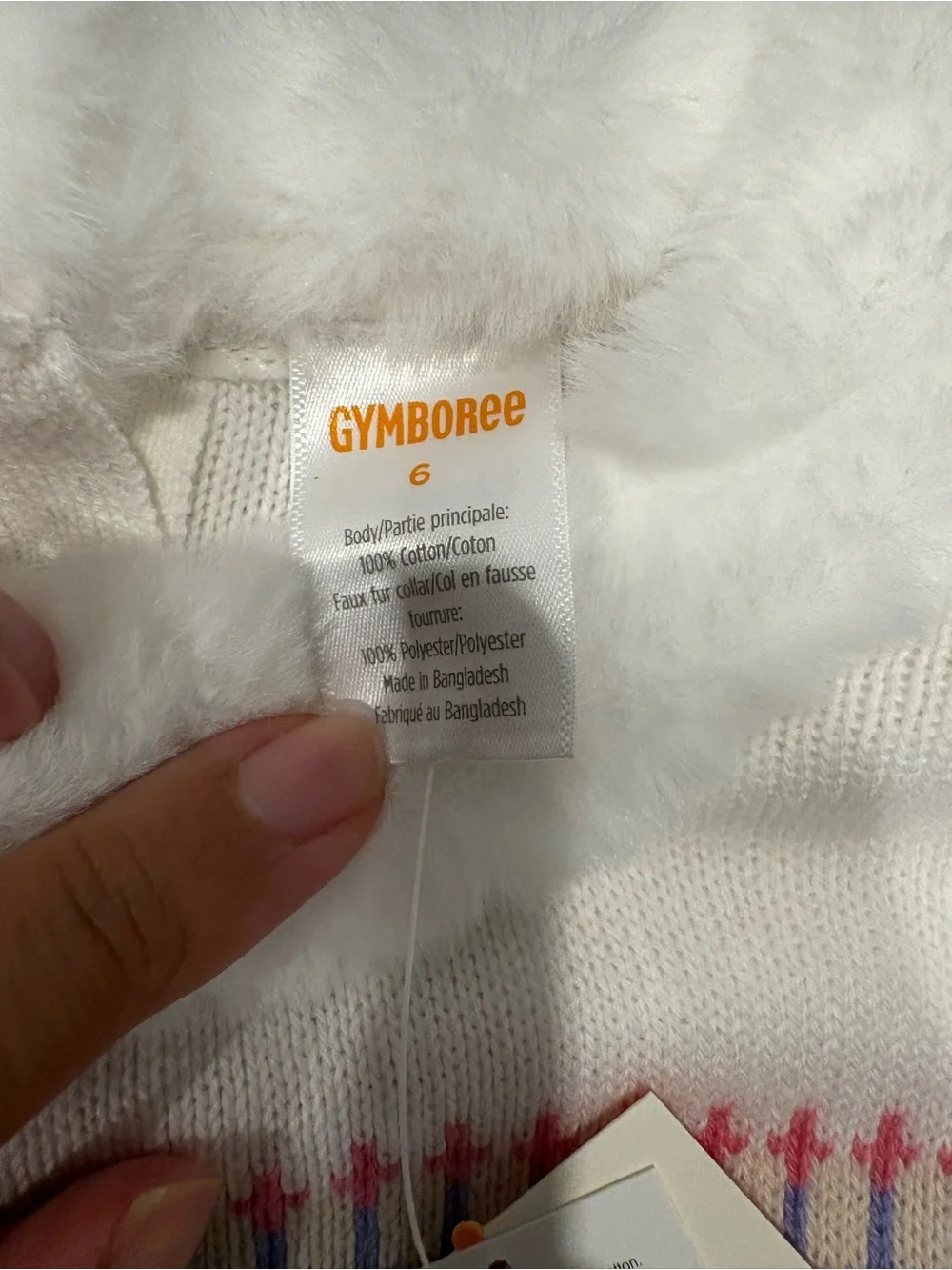 Gymboree Cream Knit Dress with Pink & Blue Fair Isle